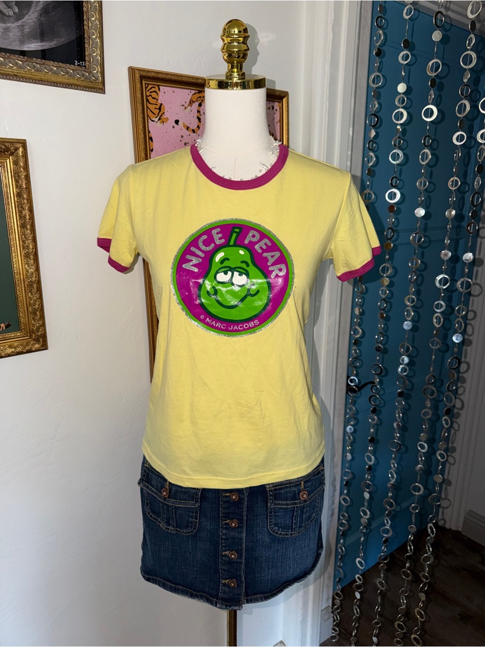 Marc Jacobs 'Nice Pear' Yellow Ringer Tee